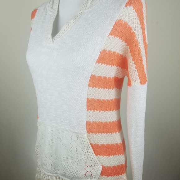 Miss Me Knitted Top Sweater White Orange Fringe - Picture 6 of 8